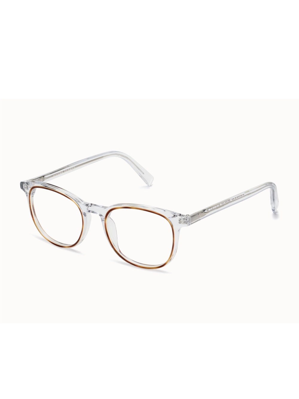 Warby Parker Durand Glasses- Clear Frames with Oak Barrel